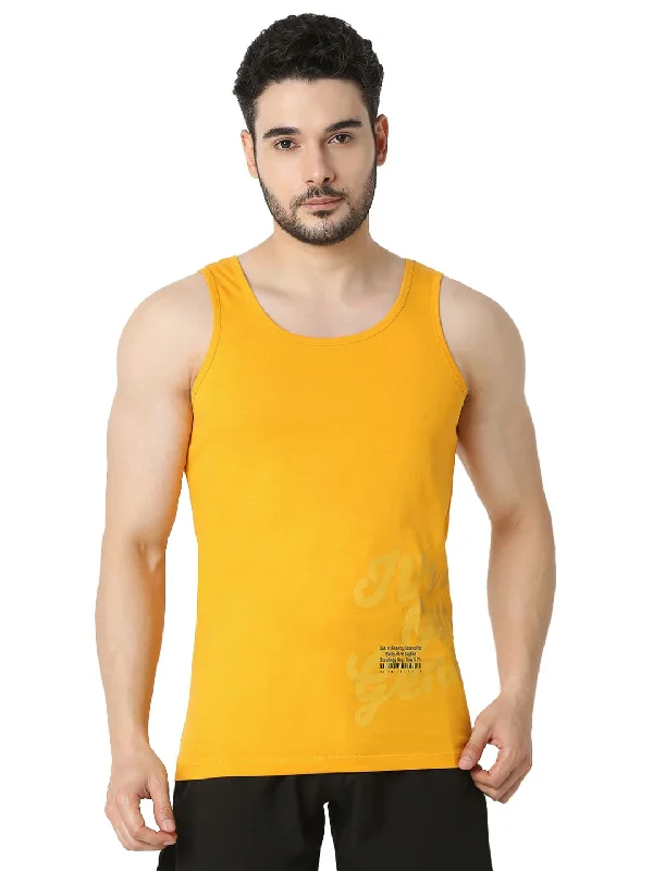 Underjeans By Spykar Men Premium Chrome Yellow Vest