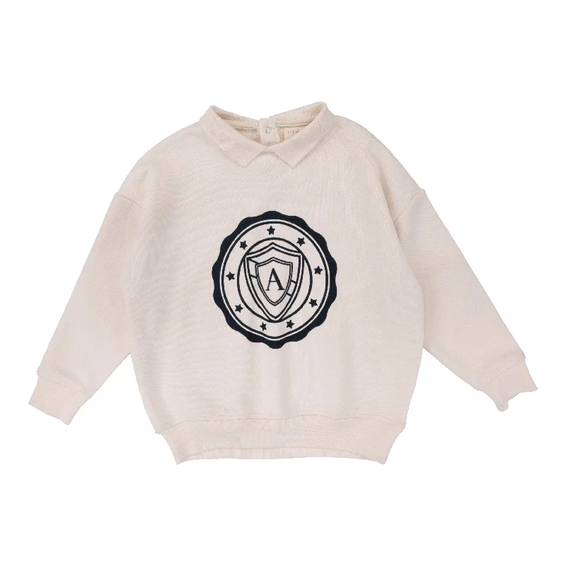 LIL LEGS CREAM/NAVY LOGO SWEATSHIRT [FINAL SALE]