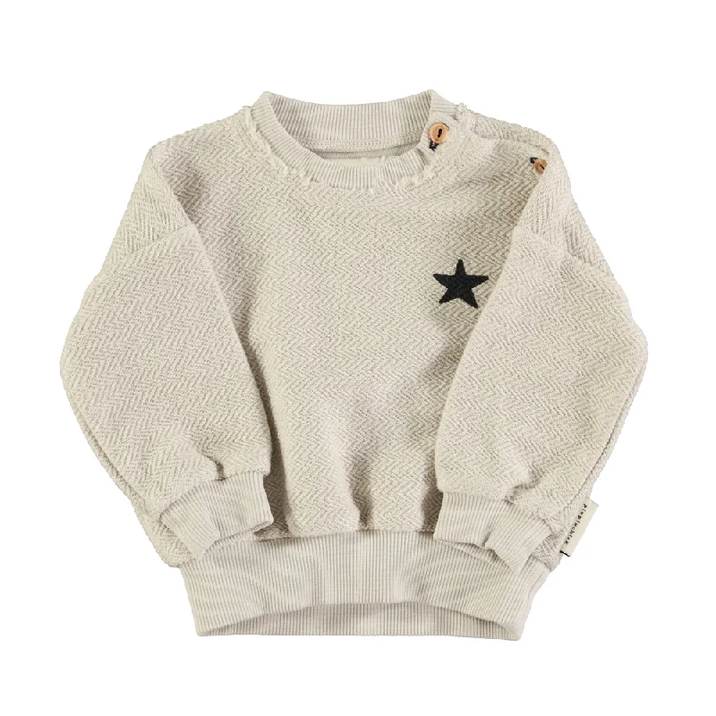 PIUPIUCHICK ECRU LOGO PRINT SWEATER [FINAL SALE]