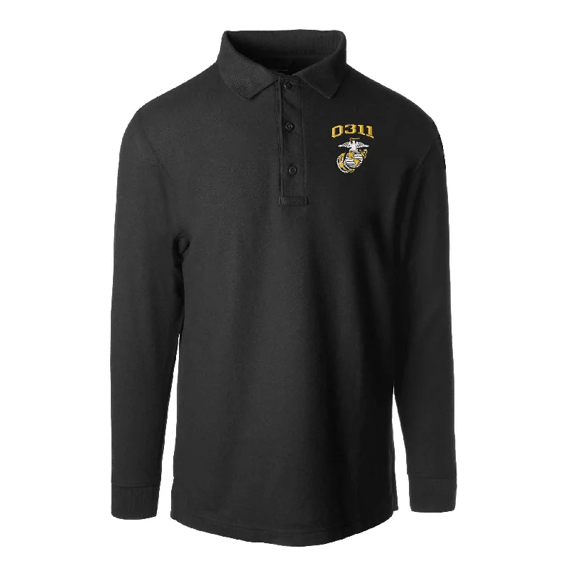 Marine Corps MOS Embroidered Long Sleeve Golf Shirt