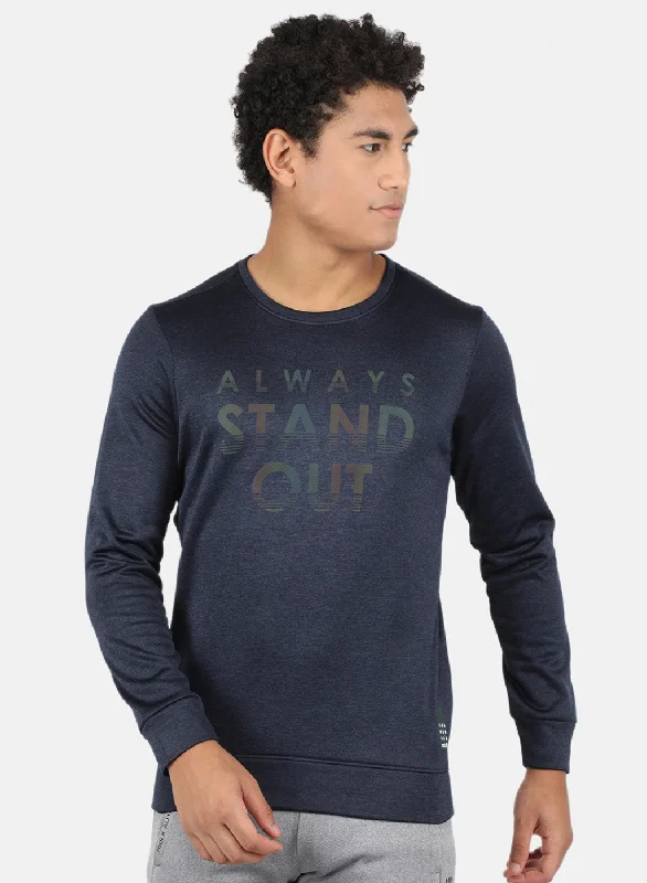 Men Navy Blue Printed Sweatshirt