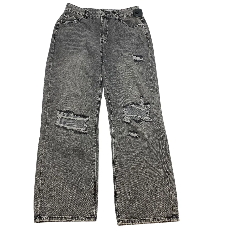 Jeans Straight By Shein In Grey Denim, Size: Lp